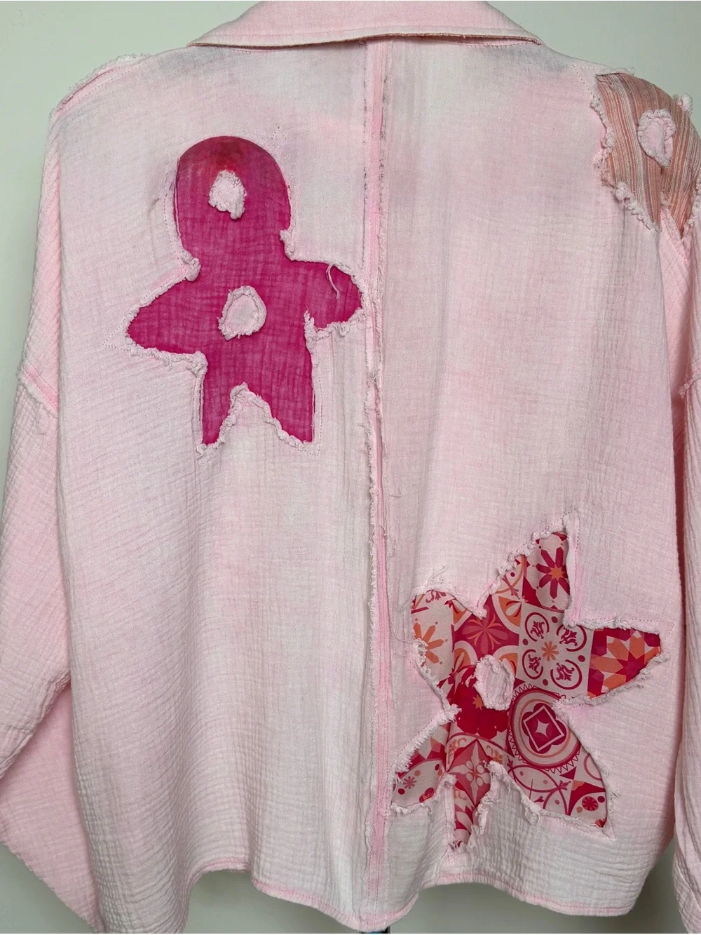 Oli & Hali Light Pink Patchwork Star Button-Up Top - Picture 2 of 7